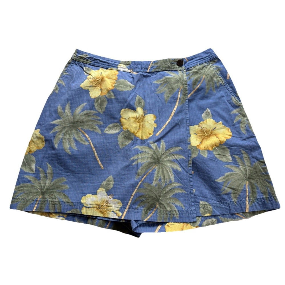 Caribbean Joe Women's Blue Yellow Hawaiian Print Floral Skort Size 10